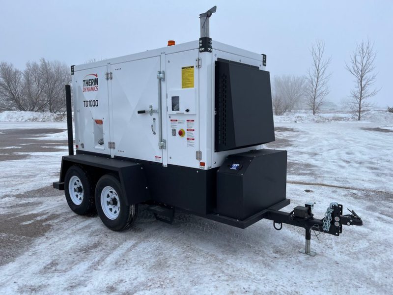 Therm Dynamics TD750 flameless heater in a snowy field