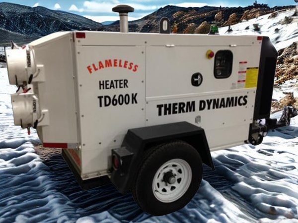 Therm Dynamics TD600K flameless heater on a single-axle trailer